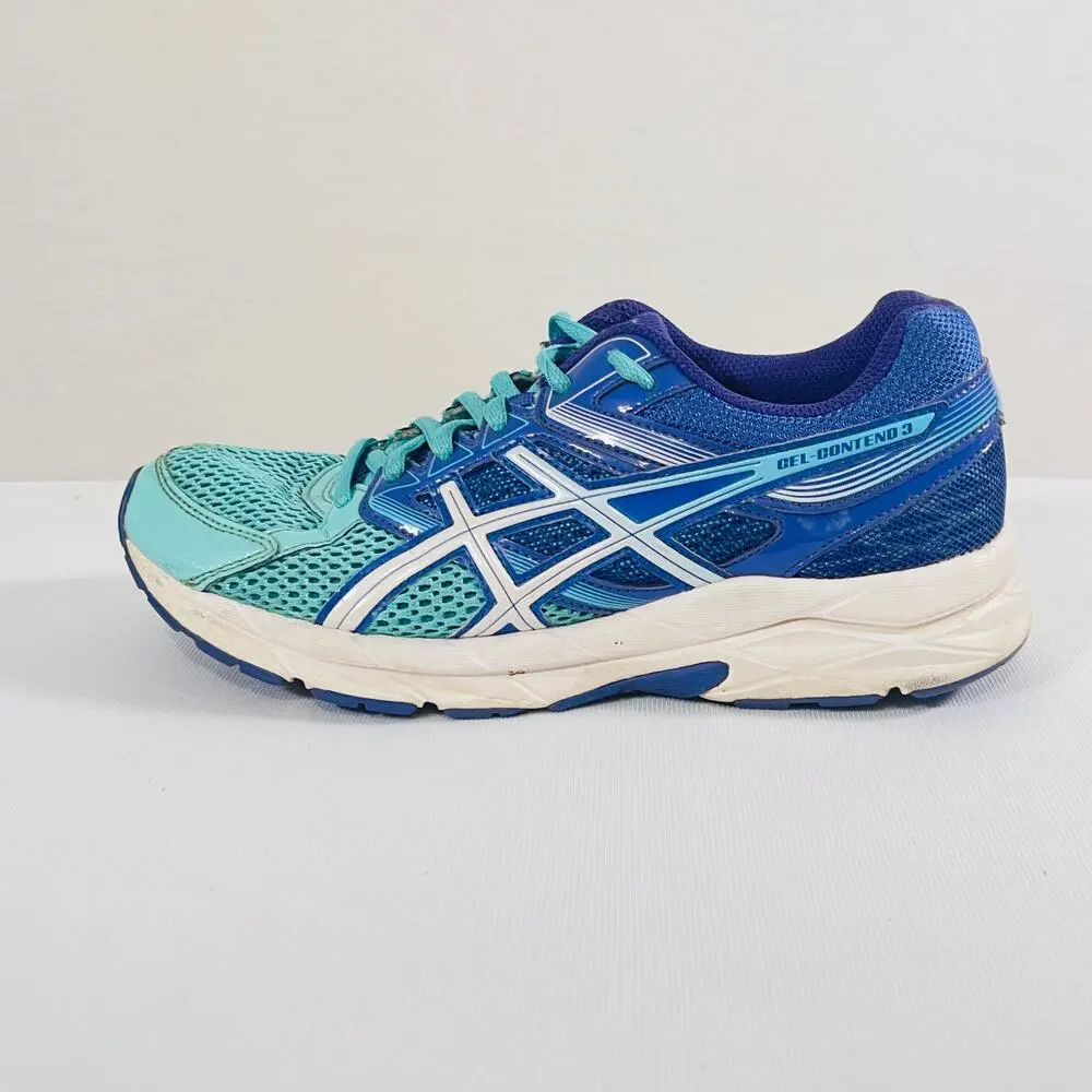 ASICS Shoes Women's 7 Blue Teal GEL-CONTEND 3 Low Top Lace Up Running Sneakers